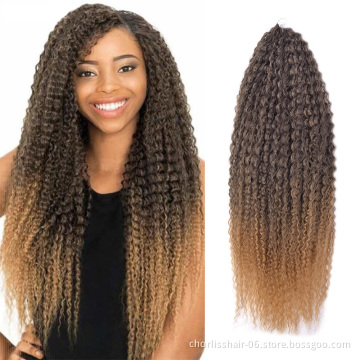 Goddess Faux Locs Crochet Braids 20 Inch Ombre Pre Stretched Yaki Kinky Curly Marley Hair Synthetic Braiding Hair Extensions